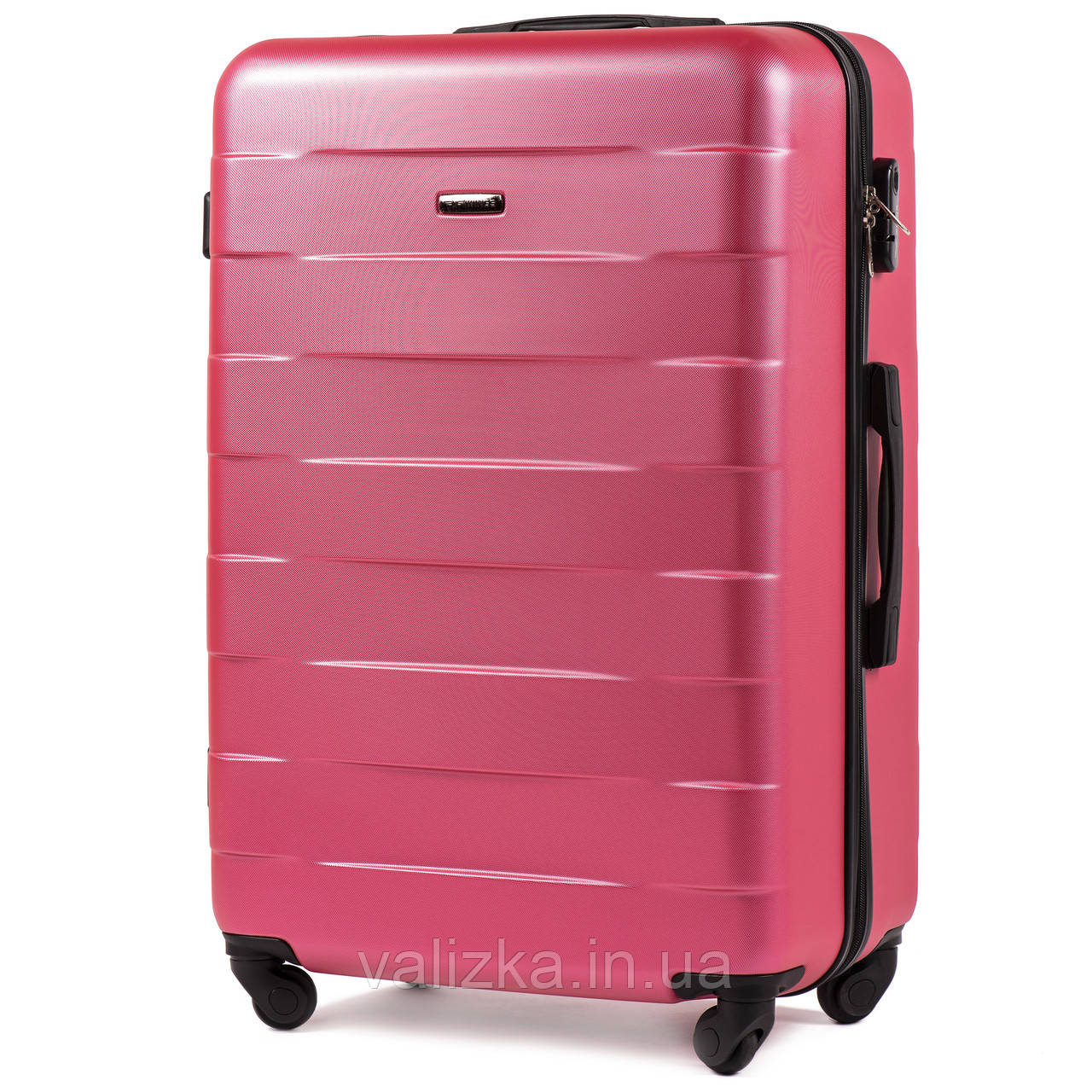 Великий пластиковий чемодан Wings 401 на 4-х колесах рожевий