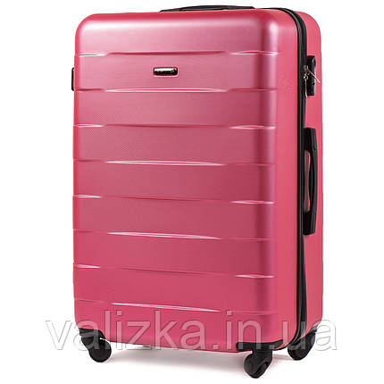Великий пластиковий чемодан Wings 401 на 4-х колесах рожевий, фото 2