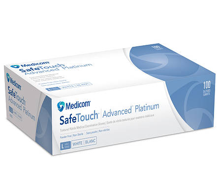 Рукавички одноразові SafeTouch Advanced Platinum M White (без пудри), фото 2