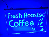 Світлодіодна Лід табличка Свіжа обжарювання кави (Fresh Roasted Coffe) Синя