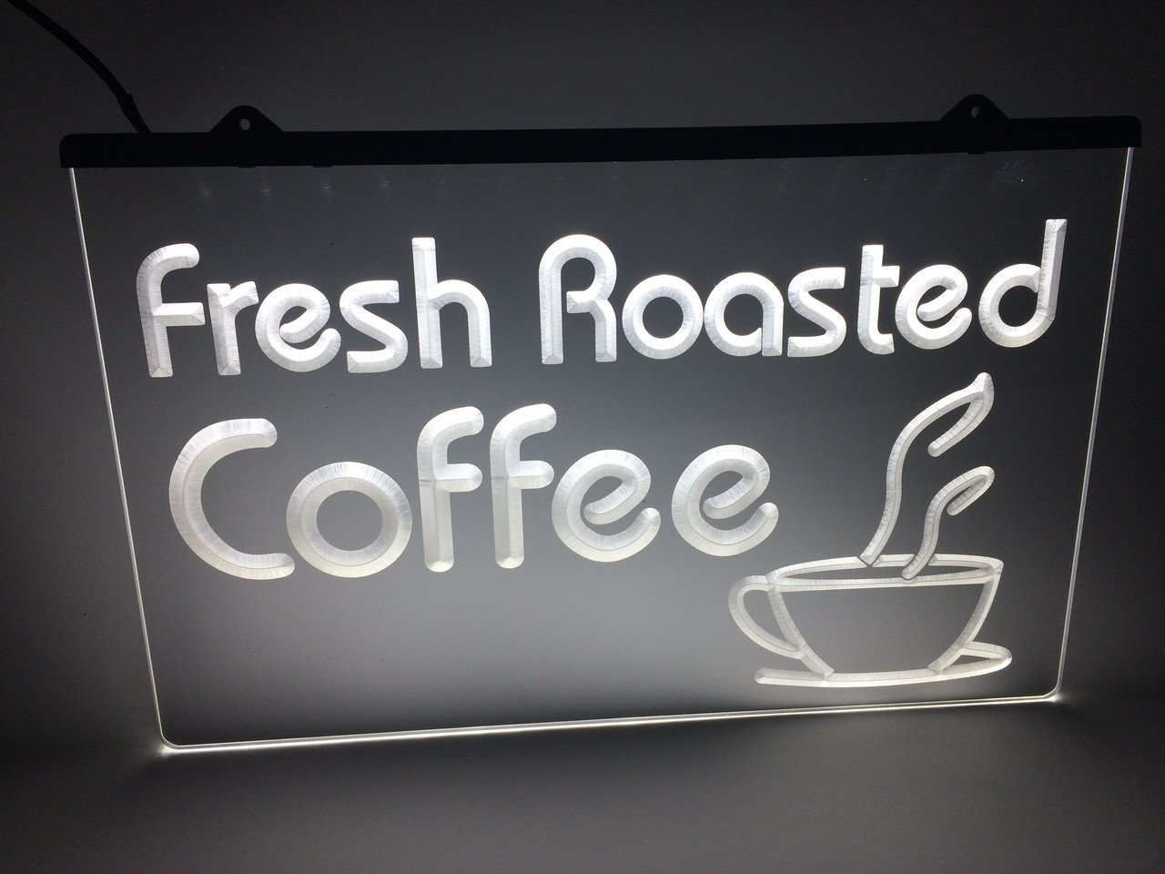 Світлодіодна LED табличка Свіжа обжарювання кави (Fresh Roasted Coffe) Біла