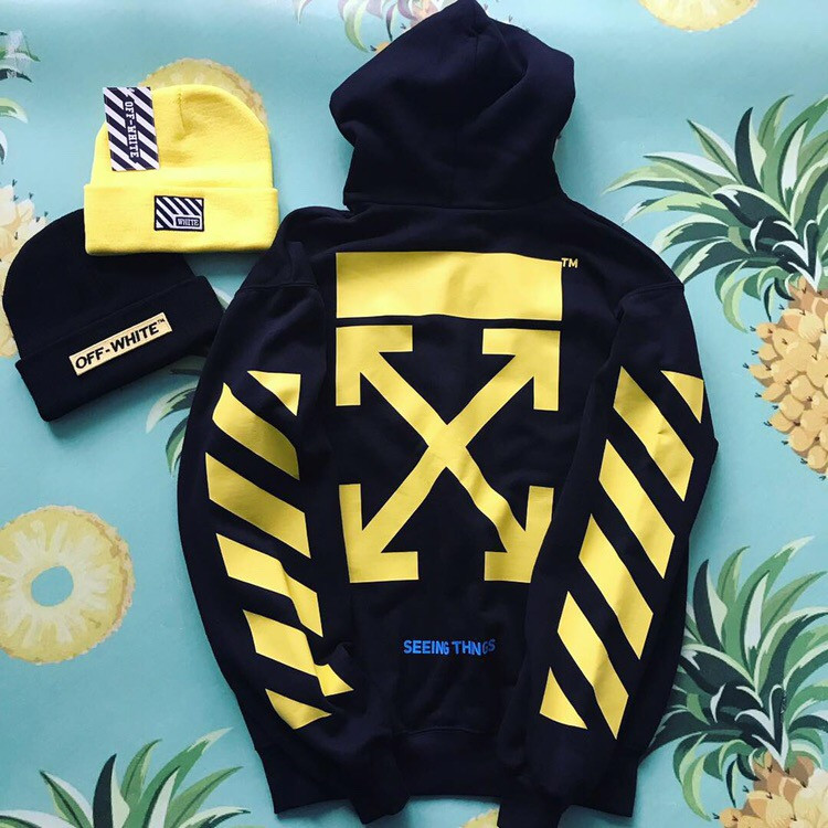 Кенгуру Off-White Yellow Things • Чорна толстовка • Якість топ • Ориг бірки XS