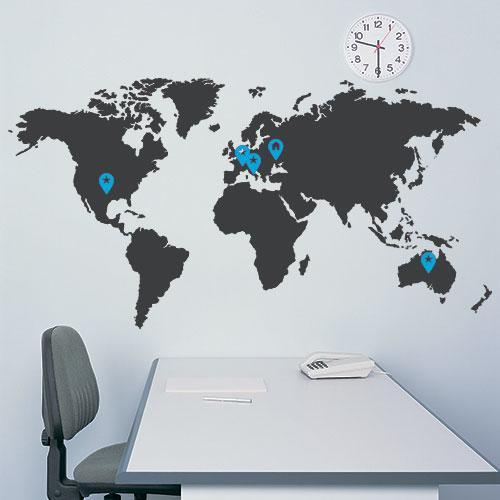 Вінілова наклейка Карта світу декоративна самоклеюча велика карта на стіну материки матова 1500х800 мм
