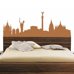 Декоративна інтер'єрна наклейка на стіну Київ (пам'ятки символи України) матова 970х360 мм