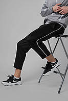 Спортивные штаны с полосками мужские черные от бренда ТУР модель Кейдж (Cage) размер S, M, L, XL