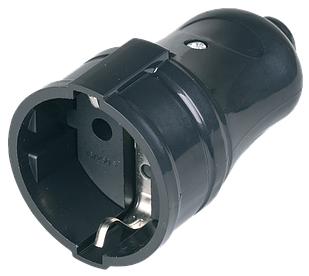 Розетка розбірна пряма з з/к 16 А чорна РПп10-02-Ст