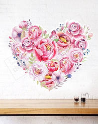 Вінілова наклейка на стіну на 14 лютого "Квіткове " серце"