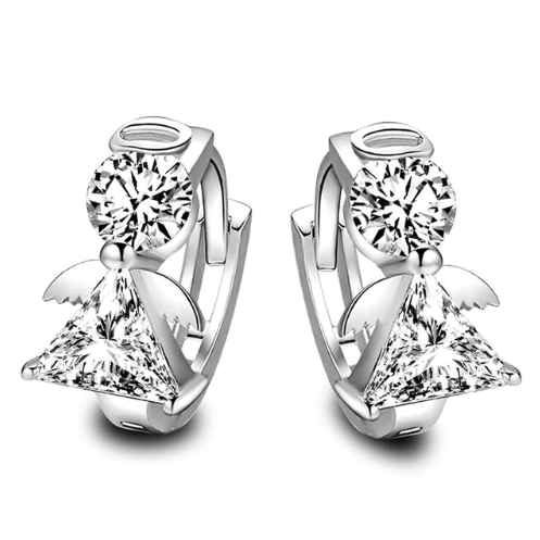 Срібні сережки Ангел 925 проби, сережки зі стерлінгового срібла, кубічний цирконій, код (0108)