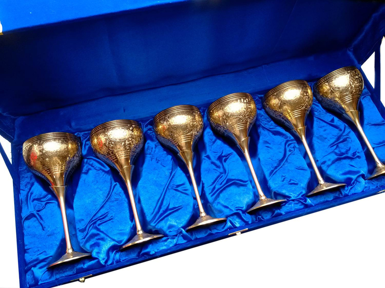Келихи бронзові позолочені (н-р 6 шт) (h-19 см) (64х23,5х10 см) (Goblet 9"Set -6ps GOLD)