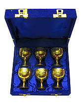 Келихи бронзові позолоченые(н-р 6 шт)(h-5,5)(18,5х15,5х5,5 см)(Velvet Box Goli Set Velvet Box gold)