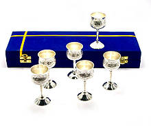 Келихи бронзові посріблені (н-р 6 шт)(h-11 см)(34,3х12,5х5,5 см)(Velvet-Goblet Med-5)