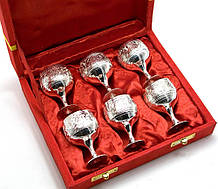Келихи бронзові посріблені (н-р 6 шт)(h-5,5)(18,5х15,5х5,5 см)