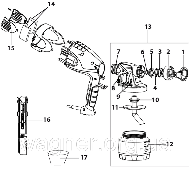 Фарбувальний апарат для стін Wagner w 400 Схема