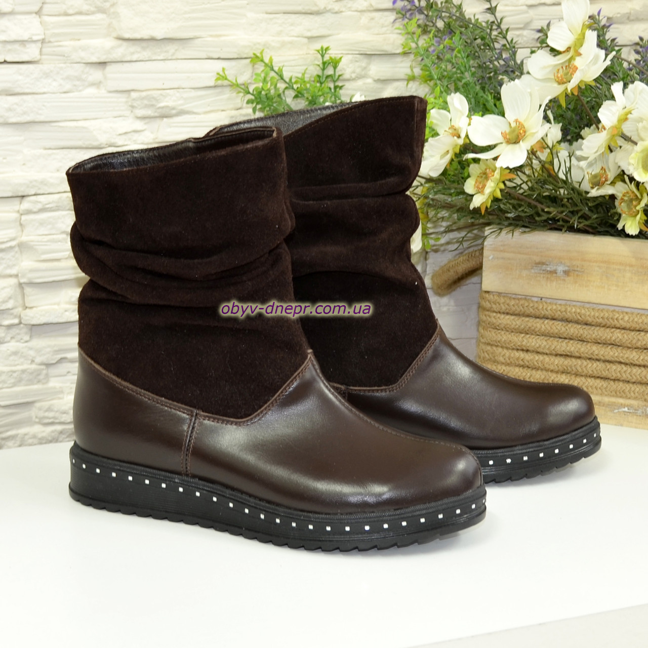 Черевики жіночі об'єднані вільного одягання, колір коричневий, фото 1