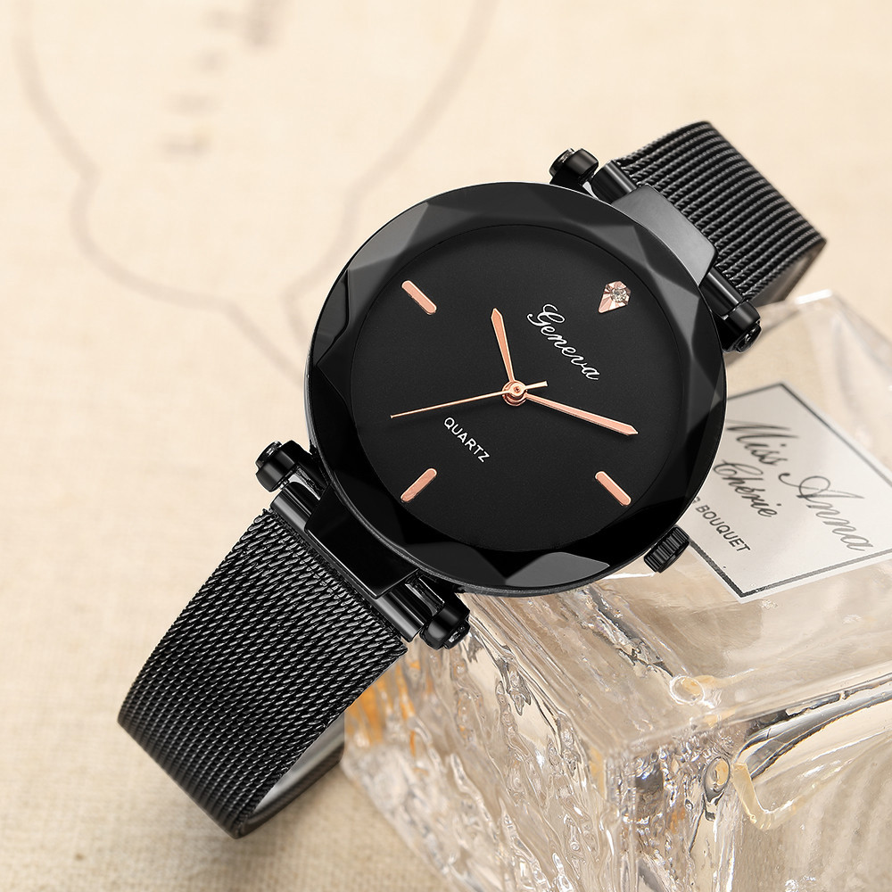 Женские часы Geneva Shine black, Жіночий наручний годинник, кварцевые часы Женева
