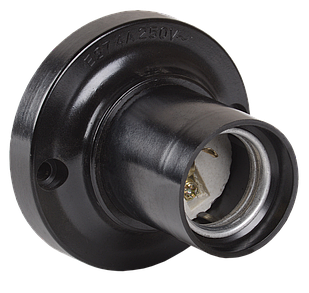 Патрон стельовий карболитовый, Е27, чорний (50 шт), стікер на виробі, IEK, Пкб27-04-К21