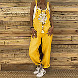 Вільний жіночий комбінезон, ромпер із льону. Кольори в асортименті. Розмір 42-74+ плас, фото 4