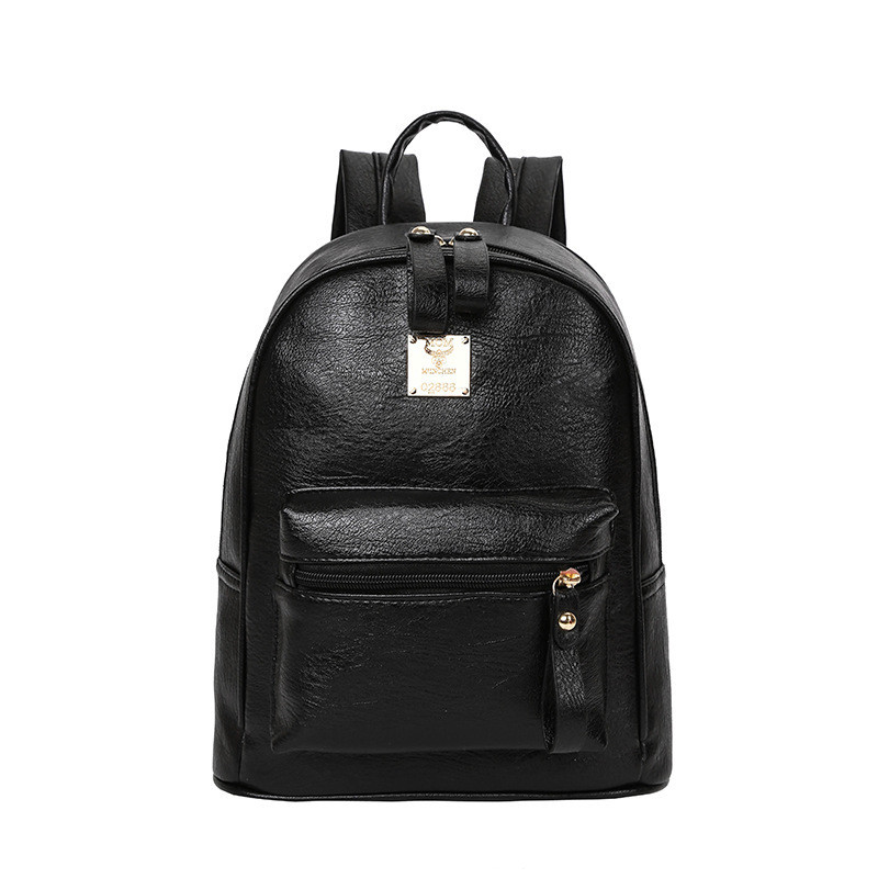 Молодіжний жіночий рюкзак чорний з екошкіри, фото 1