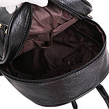 Молодіжний жіночий рюкзак чорний з екошкіри, фото 8