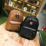 Молодіжний жіночий рюкзак чорний з екошкіри, фото 3