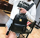 Молодіжний жіночий рюкзак чорний з екошкіри, фото 4