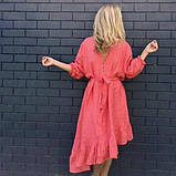 Сукня асиметрична лляна з воланом. Місто, пляж, фото 2