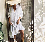 Сукня асиметрична лляна з воланом. Місто, пляж, фото 3