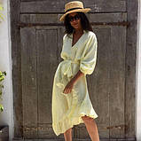 Сукня асиметрична лляна з воланом. Місто, пляж, фото 5