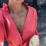 Сукня асиметрична лляна з воланом. Місто, пляж, фото 6