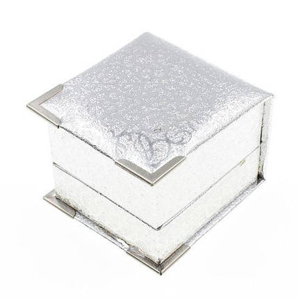 Футляр для кільця Подарункова коробочка для кільця срібна парча, фото 2