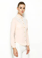 Рожева жіноча блузка MA&GI з білим мереживом XL