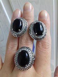 Срібний комплект з оніксом Елвіс