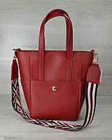 Молодіжна жіноча сумка Мілана з Яскравим паском червоного кольору