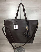 Сумка Пензлик з класичним ременем коричневого кольору