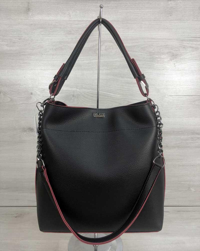 Сумка - ланцюжок чорного з червоним кольору (нікель)