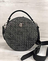 Стильна жіноча сумка Бріджит чорного кольору зі вставкою срібло