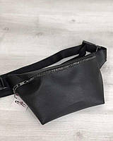 Жіноча сумка Бананка чорного кольору (нікель)