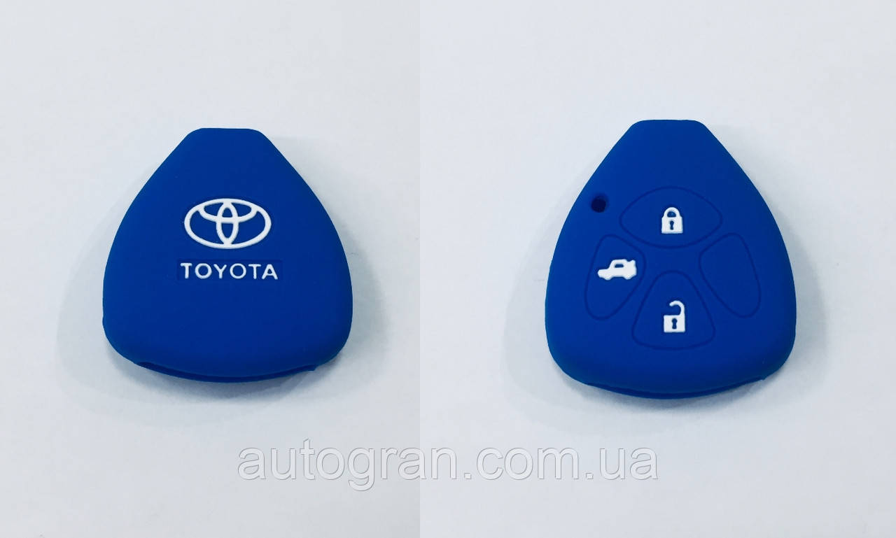Силіконовий чохол на ключ Toyota 3 кнопки синій