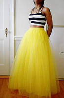 Длинная женская юбка из фатина цвет желтый