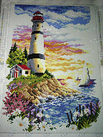 Набор для рисования камнями на холсте "Маяк"