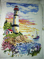 Набор для рисования камнями на холсте "Маяк"