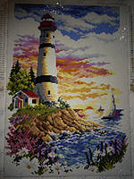 Набор для рисования камнями на холсте "Маяк"