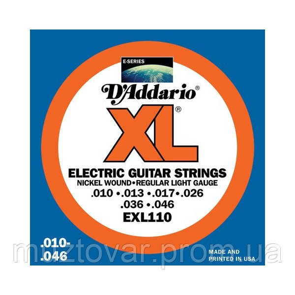 Струны для электрогитары D`ADDARIO EXL110 XL - фото 1 - id-p79186589