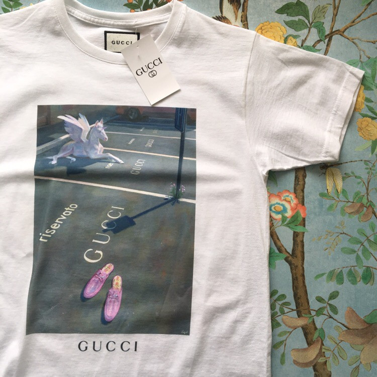 Футболка Gucci з прінтом | біла | бірка XS
