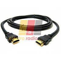 Шнур HDMI "Tcom" (шт. - шт.) Vers.-1,4, діам.-6мм, gold, 1,5 м, чорний