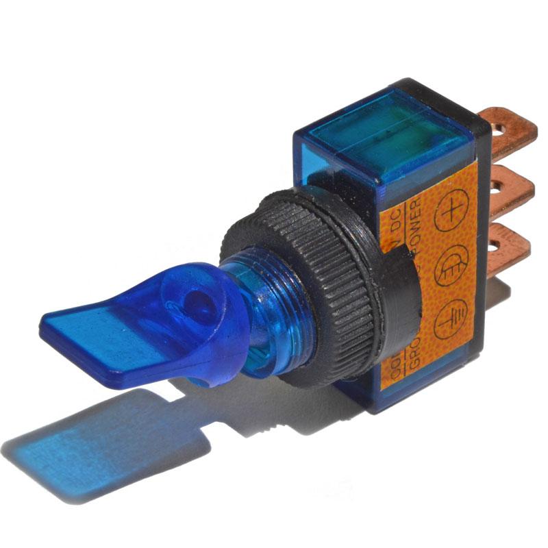 Тумблер ASW-14D з підсвіткою 12V СИНІЙ, 1 група 2 положення ON-OFF