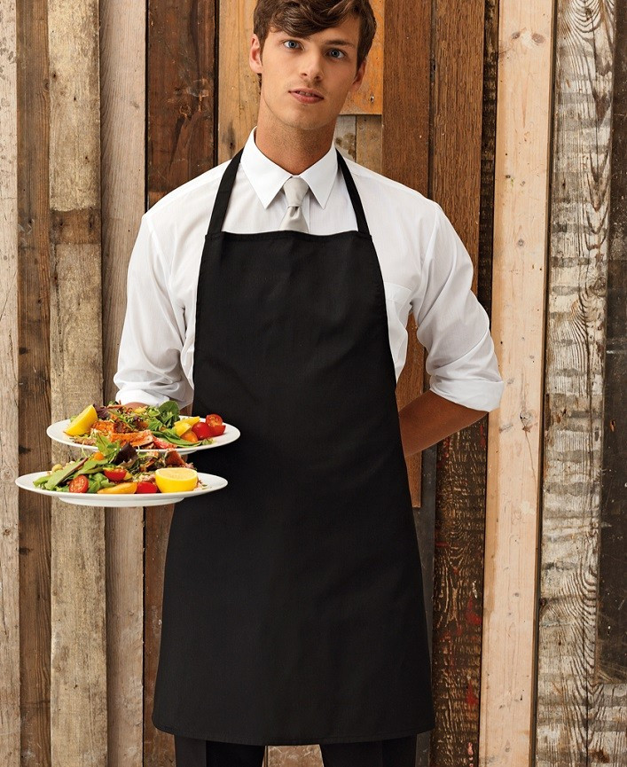 Фартух Atteks з нагрудником кухарський / для офіціанта, бармена чорний без кишень — 00217