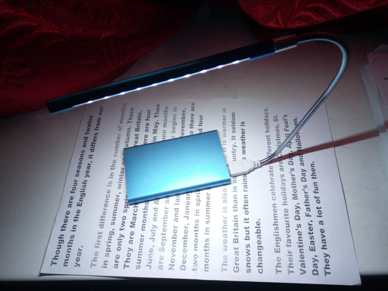 USB-лампа світлодіодна на гнучкій ніжці 1W, яскраве біле світло, економна 0,15 ампер Led-блакитна