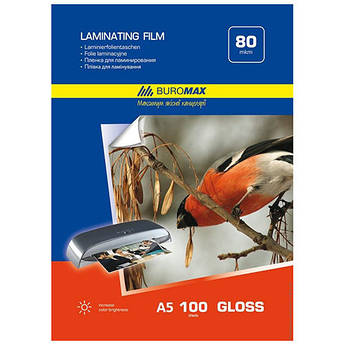 Плівка для ламінування, 80 мкм, A5 (154х216 мм), глянцева, 100 штук в упаковці, BM.7753