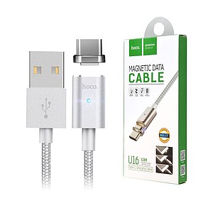Магнітний Кабель Type-C Hoco U16 Magnetic 1.2 м (2.4A) Silver